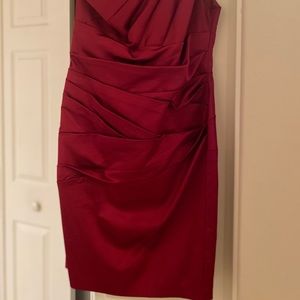 Red one shoulder bridesmaid dress